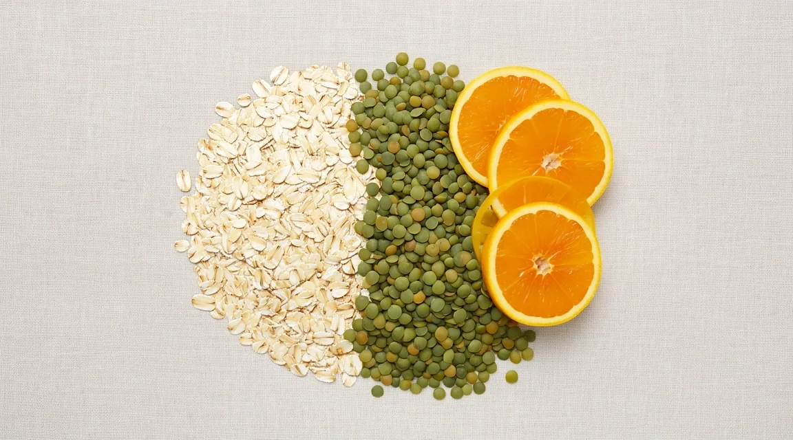 Variedad de granos y fibras naturales